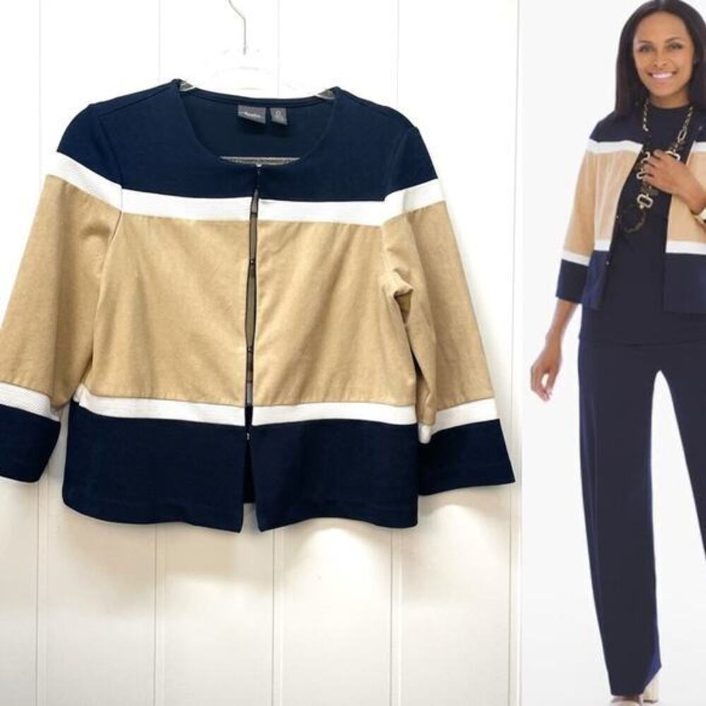 Chico's Travelers Knit Colorblock Jacket Size Small